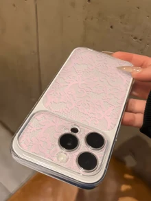 1pc Transparent Light Pink Lace Floral Vine Personalized Minimalist Shockproof Soft TPU Phone Case Full Coverage Anti-Stain Protective Shell Compatible With Apple 18 17 16 15 14 13 12 11 Pro Max Air - Multicolor - View 4