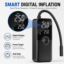Carsun Tire Lnflator Portable Air Compressor Tire Air Pump,150PSI, 3x Inflation Speed, One-Touch Preset With Auto Shut-Off, Hidden Rear Storage Box, Inflation And Deflation Function, With LED Light - SOS Red Light,Car Accessories - Wireless Digital Display - Dual Screen - View 10