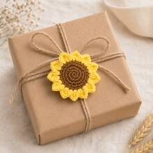2/4pcs Handmade Crochet Sunflower Decorative Pendant, Yellow Flower With Brown Center, Suitable For DIY Crafts, Keychains, Decorative Flowers, Exquisite Craftsmanship, Holiday/Graduation Gift - Yellow - View 1