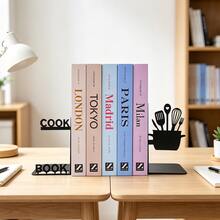 Creative Kitchen Themed Metal Book Holder Paired With Black Wrought Iron Book Stand, Kitchen Utensil Silhouette Design, Book Support Rack, Desktop Bookshelf, Organization, Storage, Decoration Ornaments Suitable For Home Study, Office Reading Space. - B382 - View 6