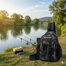 1pc Multi-Layer Waterproof Fishing Tackle Bag, Available In Camouflage, Geometric Pattern Or Solid Color, Zipper Closure, Shoulder Strap. Ideal For Outdoor Hiking, Camping And Fishing Equipment Storage. - Multicolor - View 8