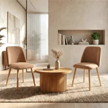 Goeurvant Modern Ergonomic Dining Chair With Curved Backrest - Set Of 2 / Set Of 4 / Set Of 6 - Brown/Chenille - View 4