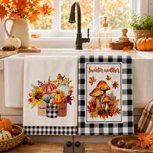 2pcs Daisy & Bee Kitchen Towels, Spring/Summer Floral Country Style Soft Microfiber Rectangular Printed Quick-Dry Hand Towels, Suitable For Kitchen Decor, Housewarming And Mother's Day Gifts, 4/6/8pcs Set - Multicolor - View 3