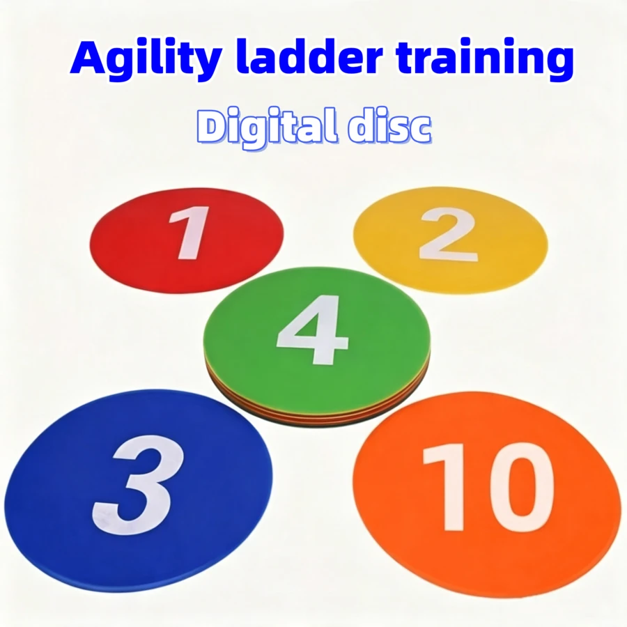 10Pcs Numbered Flat Spot Markers, 1-10 Digital Training Discs, Mixed Random Colors, PE Round Markers For Soccer Basketball Agility Drills - Multicolor - View 1