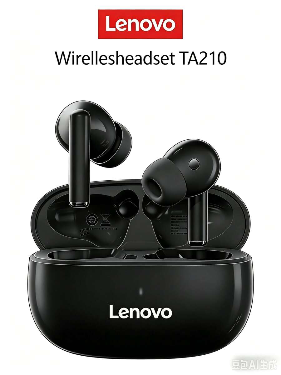 Lenovo TA210 無線藍牙耳機 - 長電池續航力、入耳式運動、ENC、4 麥克風智慧通話降噪、白色/月光白、黑色 - 禮品設計 - 黑色 - 查看 1