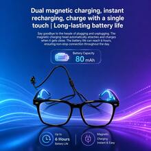 SENBONO Smart Audio Glasses With AI Voice Assistant, Hands-Free Bluetooth Eyewear For Calling & Meeting, Intuitive Volume Control, Smart Translation Glasses With Hall Induction Sensor - View 7