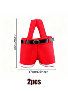 1/2pcs Christmas Candy Bag Santa Claus Pants Gift And Snack Bag With Handle Portable Candy Gift Basket Wedding Gift Packaging - Multicolor - View 12