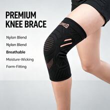 1pc Elastic Knit Knee Sleeve, Breathable Compression Sports Knee Support, Suitable For Running, Weightlifting, Cycling, Fitness Training, Unisex - Black - View 5