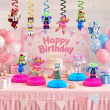 Roblox 11pcs Girls Cartoon Cake Decorations Set, Multicolor Honeycomb Shaped Cake Decor For Family Gathering, Birthday Party, Games, Gifts, Wedding Cake, Graduation Party, Banquet, Honeycomb Decor - Roblo Girl Combination C - View 2