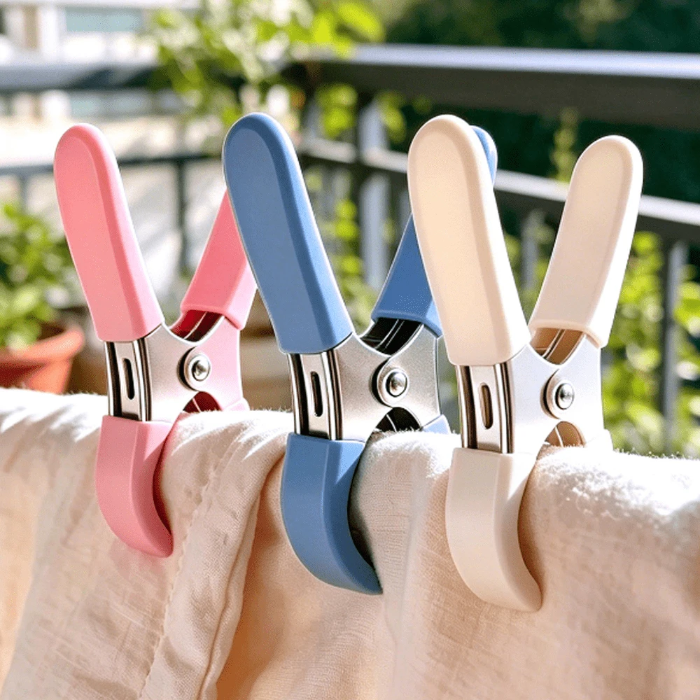 7 piezas/1 pieza Pinzas de ropa de metal recubiertas de goma de unicolor tipo macaron, antideslizantes y resistentes a la oxidación, clips de fijación para ropa interior, calcetines y sábanas, clips de secado a prueba de viento para uso doméstico