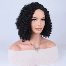 12inch Short Curly Wig For Woman Thick Hair Soft Fluffy Curly Wig For Daily Use Hair Styling - Black - View 3