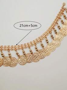 1pc Bohemian Style Exaggerated Beaded Vintage Coin Ankle Bracelet For Women, Suitable For Beach Vacation Wear - Gold - View 5