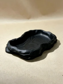 Natural Reptile Bath & Feeding Bowl, Water Dish For Gecko, Lizard, Snake & Turtle, Terrarium Accessories, Reptile Tank Decor - Black - View 1