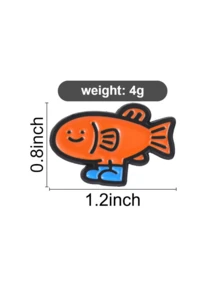 1PC Cute Cartoon Fish Enamel Pin Funny Fish With Boots Design For Women Men Animal Lovers Jacket Backpack Decor Alloy Lapel Pin Gift - Multicolor - View 7