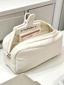 1pc Minimalist Japanese Style Solid Color Student Pencil Case, Large Capacity Fabric Desktop Stationery Storage Box, Fresh Artistic Learning Daily Stationery Bag, Can Store Notebooks And Pens - Suitable For School, Office And Travel Use - Suitable For Students, Multi-Functional Storage Box, Zipper Closure, Pencil Case Back To School Season Must-Have - Multicolor - View 8