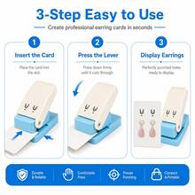 Earring Card Punch Tool, Dual Hole Jewelry Display Card Puncher With U-Shaped Slot, Easy-Press Lever Style, Suitable For Studs, Hooks And Pendant Earrings, Packaging And Handmade Cards - Earrings - View 4