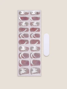 Cross-Border New Arrival Semi-Cured Gel Summer Toe Nail Stickers, Glitter Flash Design, In Stock Wholesale, Waterproof & Long-Lasting - Mauve Purple - View 4