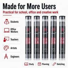 0.5/0.7/0.9/1.3/2.0mm 2B Lead Pencil Refills, High Capacity, Erasable, Smooth Writing And Drawing, Precision Writing Tool, School Supplies - Multiple Styles - View 10