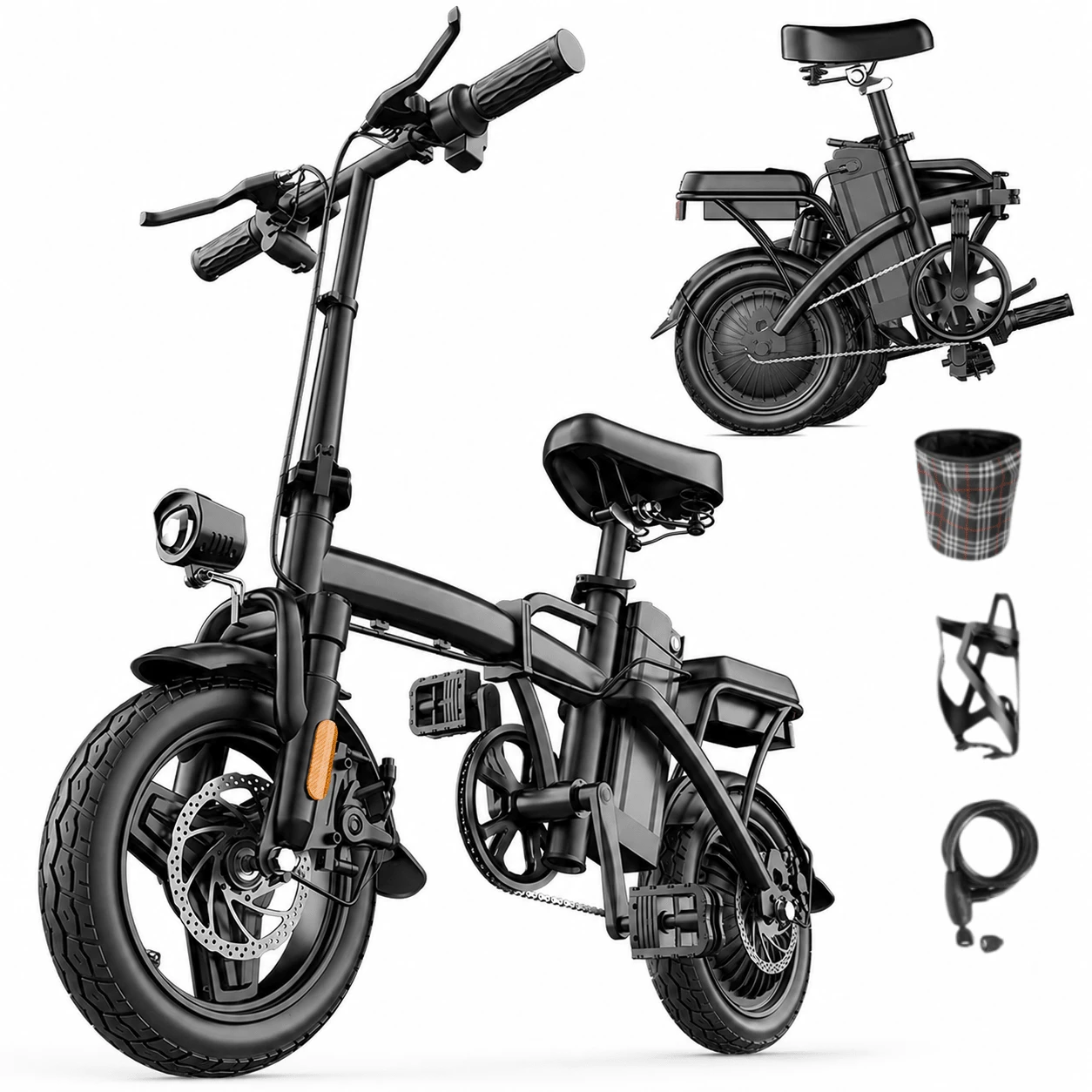 Dult Electric Bicycle, 500W Motor, 48V 15Ah Battery, 14-Inch Thick Tires, Top Speed Of 28 Miles Per Hour, Range Of 28 Miles, All-Terrain Electric Bicycle. - 加 - 查看 1