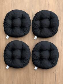Made In Turkey 38cm Round Tufted Chair Cushion, Soft Thick Seat Pad, Available In 2PCS & 4PCS Sets For Dining Chairs, Kitchen, Floor & Home Decor - Black - View 8