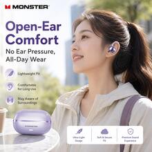 Monster Earbud Nirkabel Bluetooth 6 Model Jepit Terbuka, Headset Olahraga Ringan, Mode Latensi Rendah untuk Game, Peredam Kebisingan Panggilan ENC, Daya Tahan Baterai Lama untuk Olahraga Harian, Perjalanan, dan Bermain Game - View 8