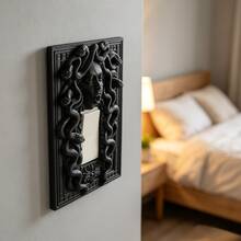 1pc 3D Printed Plastic Medusa Snake Pattern Embossed Switch Plate, Halloween Dark Gothic Style Wall Decor, Personalized Plastic Home Switch Protective Cover - Multicolor - View 5