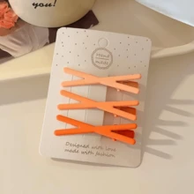 3/21pcs Candy Color Matte Hair Clips, Korean Style Minimalist Small Hair Clips, X-Shaped Hair Clips - Multicolor - View 9