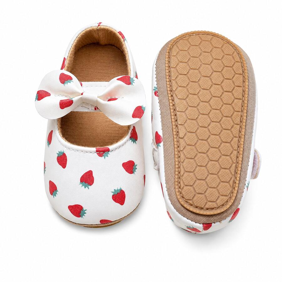 yibubu White Infant Shoes,Infant Girl Shoes,Cute And Sweet Strawberry Pattern,Simple And Fashionable,Soft Sole Anti-Slip,Newborn Infant Shoes,First Walker - White - View 1