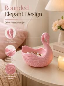 Swan Shaped Storage Tray, Suitable For Entryway Keys, Desk Decor Or Jewelry Storage (Rings, Earrings, Necklaces), Perfect For Vanity Accessory Storage Or Fashionable Bathroom Countertop Decor, Suitable For Living Room, Bedroom And Office - Multicolor - View 6