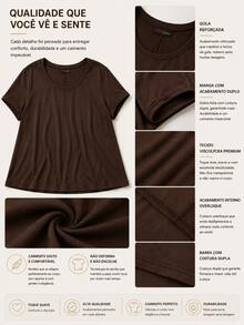 PLUS SIZE WOMEN'S ELEGANT BLOUSE PREMIUM SOLID COLOR CASUAL MODERN BASIC CONTEMPORARY VISCOLYCRA DAILY WORK - 鏽棕色 - 查看 5