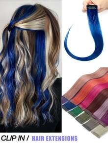 Clip-In Human Hair Extensions, High Gloss Straight Hair, Invisible, Pink Y2K Cute Style, Halloween Costume, Holiday Essential, Bridal Gift, Makeup, Travel, Cosplay, Wedding - Multicolor - View 2