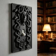 1pc 3D Printed Plastic Medusa Snake Pattern Embossed Switch Plate, Halloween Dark Gothic Style Wall Decor, Personalized Plastic Home Switch Protective Cover - Multicolor - View 8