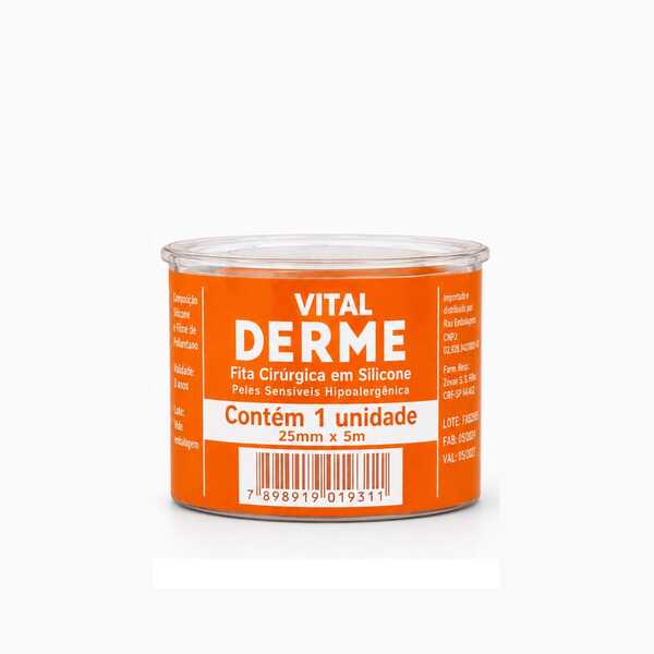 Fita Cirúrgica De Silicone Vital Derme Rolo 2,5cm x 5 Metros Para Cicatriz E Queloide Hipoalergênica