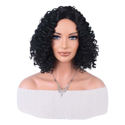 Peluca rizada corta de 12 pulgadas para mujer, cabello grueso, peluca rizada suave y esponjosa para uso diario y peinado