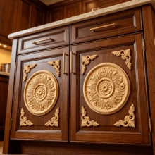 5pcs Solid Wood Carving Round Decals And Corner Flowers, Home Decorations, Woodworking Supplies, Suitable For Cabinets, Doors And Windows, Furniture, Background Walls, Porches, Offices And Other Decorations, Holiday Decorations, DIY Decorations. - Multicolor - View 4