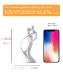 1pc White Abstract Couple Resin Sculpture, Modern Romantic Home Decor - Kissing Couple Sculpture - View 8