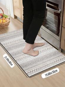 1pc Gray-Toned Bohemian Style Pattern Kitchen Mat, 3.5 Mm Soft Rubber That Absorbs Water And Is Easy To Clean. Suitable For Corridors, Bathrooms, Living Rooms, Outdoor Door Mats, And Toilets. Useable Throughout The Year And For Various Holidays. - Multicolor - View 14