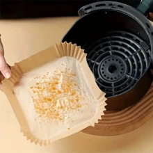 SOKANY 50/100 Sheets Of Air Fryer Paper Liner, Oil-Proof, Non-Stick, Easy To Clean, Square.Suitable For Baking And Microwave Cooking.Very Suitable For Home, Hotel And Commercial Use.Essential Air Fryer Accessories. - Camel - View 5