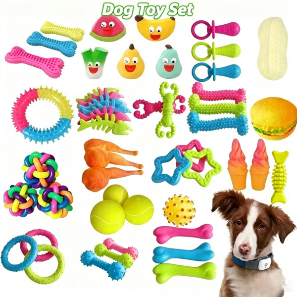 16/6/2pcs Randomly Shipped Dog Chew Toy Set, Knotted Rope Chew Toy, Squeaky Chicken Bone Teething Stick And Toy Ball, Interactive Pet Toy For Cleaning Teeth, Boredom Relief Chew Toy, Suitable For Puppies, Golden Retrievers, Teddy Dogs, Dog Supplies Cat Toys Cat Dog Universal