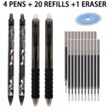 Erasable Gel Pen Set, 6 Retractable Pens (Black, Blue, Red) With 15 Replacement Refills And 1 Blue Eraser, Smooth Writing Clickable Pens With Replaceable Refills, Suitable For School, Office, Home Study, Journaling And Planning - Multicolor - View 14