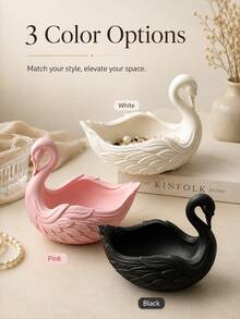 Swan Shaped Storage Tray, Suitable For Entryway Keys, Desk Decor Or Jewelry Storage (Rings, Earrings, Necklaces), Perfect For Vanity Accessory Storage Or Fashionable Bathroom Countertop Decor, Suitable For Living Room, Bedroom And Office - Multicolor - View 7