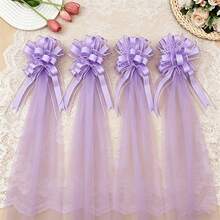 Satu set berisi 4 buah pita sifon dengan simpul, sempurna untuk pesta, perayaan ulang tahun, dan sebagai dekorasi untuk kursi dan tirai. - Beraneka warna - View 7