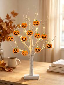 Autumn Birch Tree Light Decoration With Pink And White Pumpkins, Thanksgiving Table Tree, Suitable For Indoor, Outdoor, Holiday, Farmhouse Style, Autumn Harvest, Home Decor - Multicolor - View 5