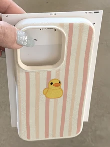 1件 白色條紋可愛鴨客製化極簡防摔軟 TPU 時尚手機殼 全包覆防污保護殼 相容 Apple 18 17 16 15 14 13 12 11 Pro Max Air 及系列 - 彩色 - 查看 2