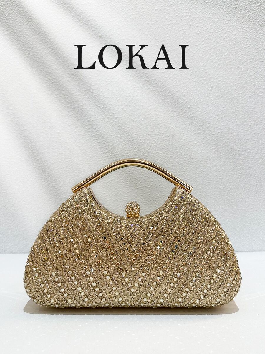 1pc Women's Luxury Gold Diamond Evening Bag, High-Density Fully Rhinestone Handbag, Suitable For Weddings, Parties, Graduation Balls, High-End Events And More - Multicolor - View 1