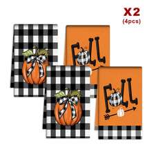 2/4/48pcs, Kitchen Dish Towels, Pumpkin Plaid Decor, Cute Absorbent, Suitable For Home Use, Thanksgiving Atmosphere, Autumn Theme, Multi-Purpose, High Absorbency Kitchen Towels - Multicolor - View 11