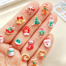 20/40/60pcs Cute Mini Random Mixed Santa Claus, Snowman, Christmas Tree, Princess Flat Back Nail Rhinestone Art, Resin Accessories, Suitable For Nail Decoration, Ideal Gift Choice For Christmas Theme - Valentine's Day, Christmas And Mother's Day - Random Mixed - Multicolor - View 5
