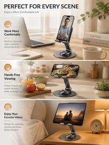 Metal Phone Stand Portable Phone Tablet Desktop Support Stand Tablet Holder Foldable 360 Degree Rotation, Adjustable Angle Support, Charger Compatible - Phone Stand - View 4
