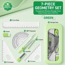 7-Piece Geometric Tool Set With Metal Pencil Case, Portable Math Tool Kit Including Compass, Ruler, Protractor, Triangle Ruler, Suitable For Students Back To School Supplies - Sets - View 13