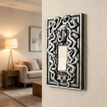 1pc 3D Printed Plastic Medusa Snake Pattern Embossed Switch Plate, Halloween Dark Gothic Style Wall Decor, Personalized Plastic Home Switch Protective Cover - Multicolor - View 7